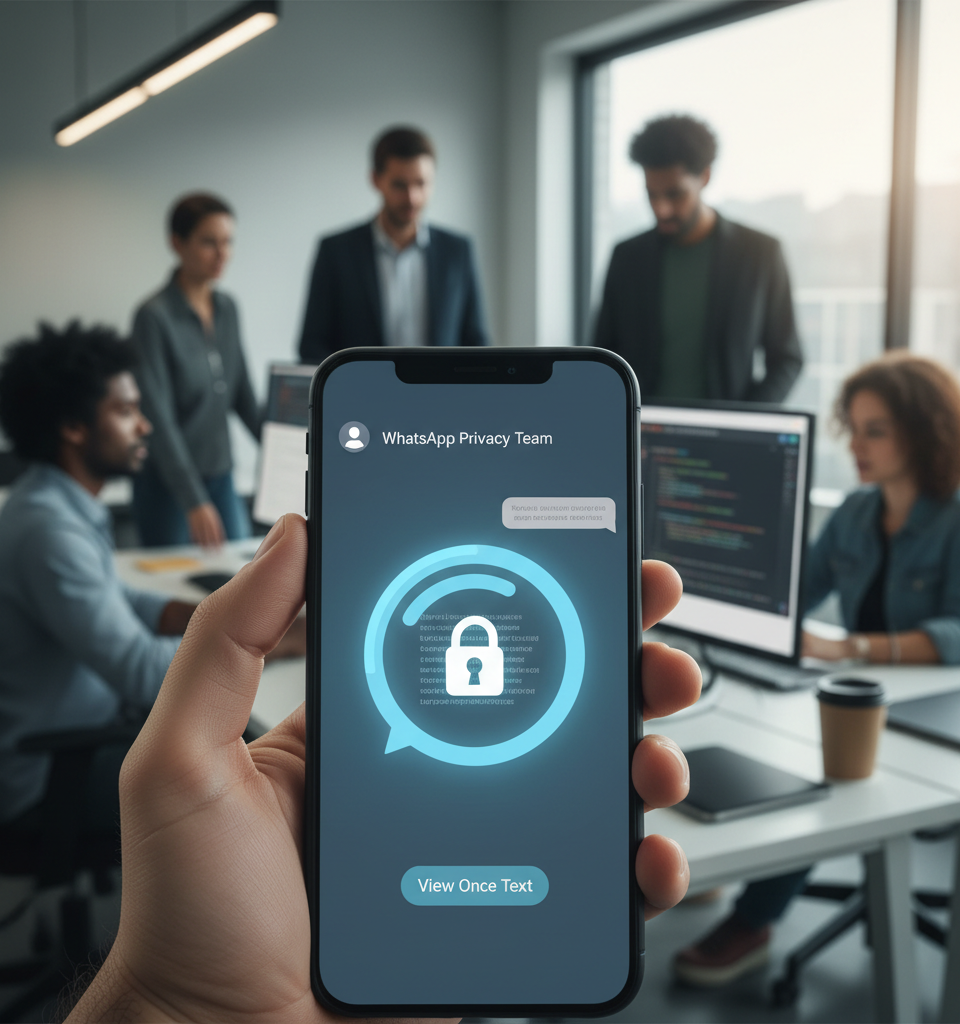 WhatsApp to Introduce 'View Once' Text Messages, Enhancing Privacy Measures — AI-generated illustration
