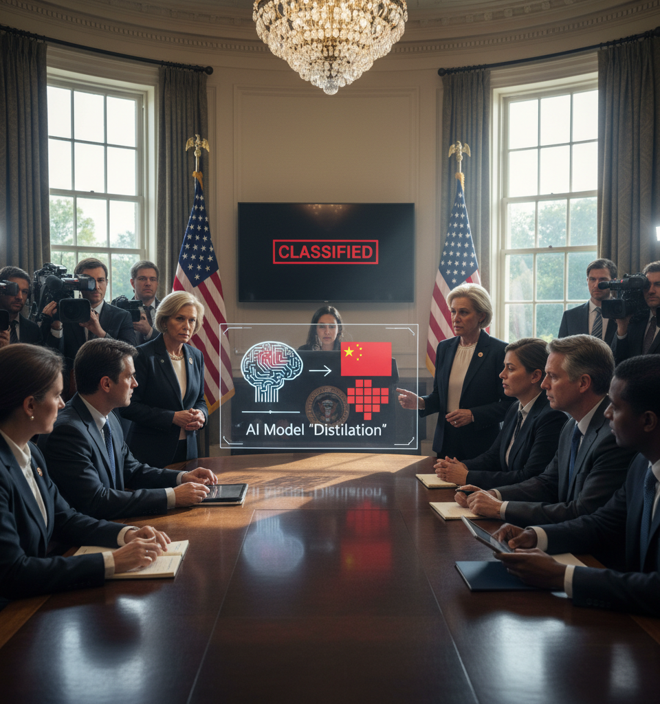 White House Alleges AI Model 'Distillation' by China, Boosts US Tech Intelligence Sharing — AI-generated illustration