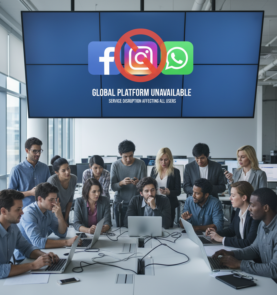 Widespread Outage Reported Across Facebook, Instagram, and WhatsApp Platforms — AI-generated illustration