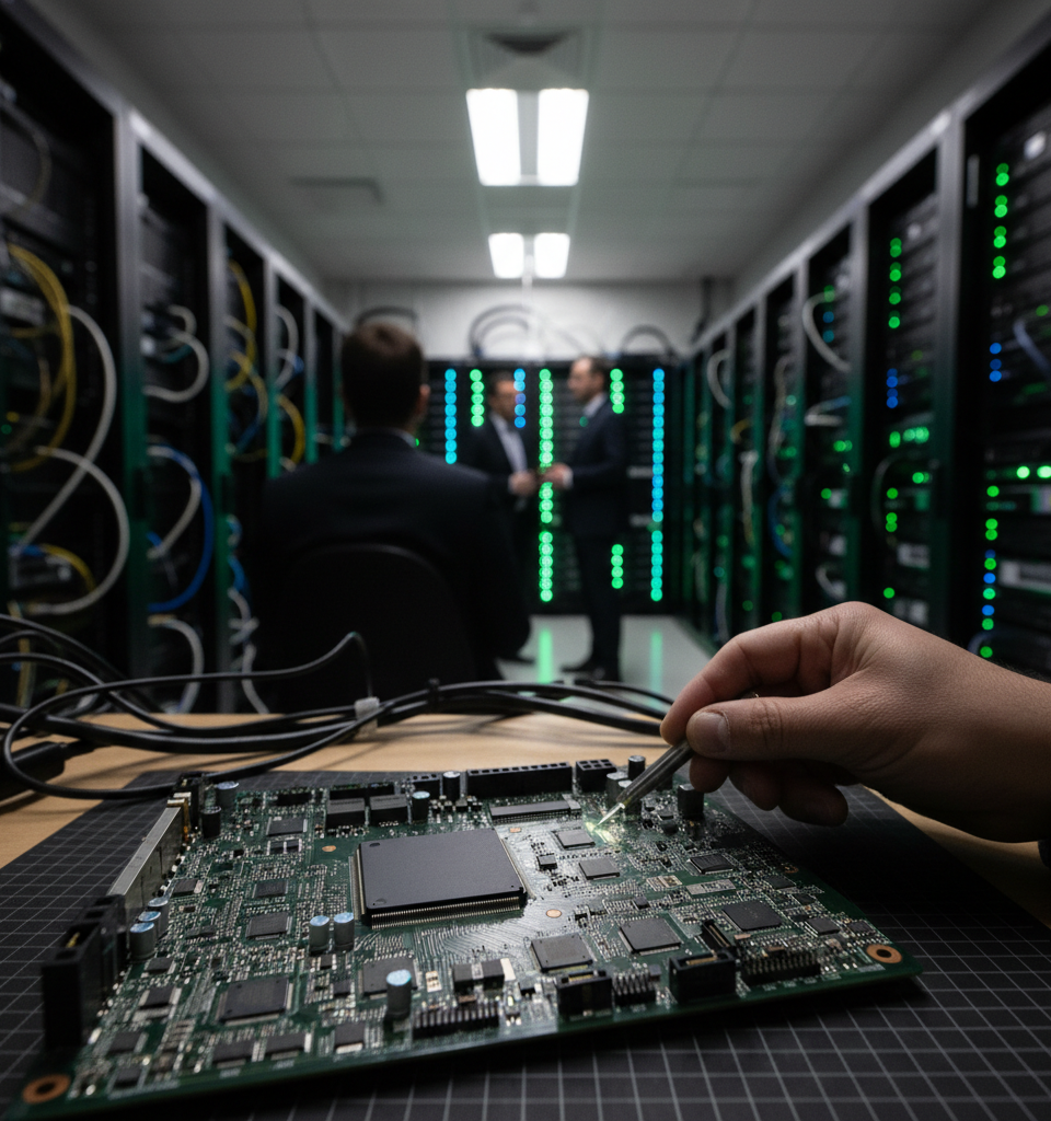 Widespread Security Vulnerabilities in Motherboard Controllers Could Backdoor Thousands of Servers — AI-generated illustration