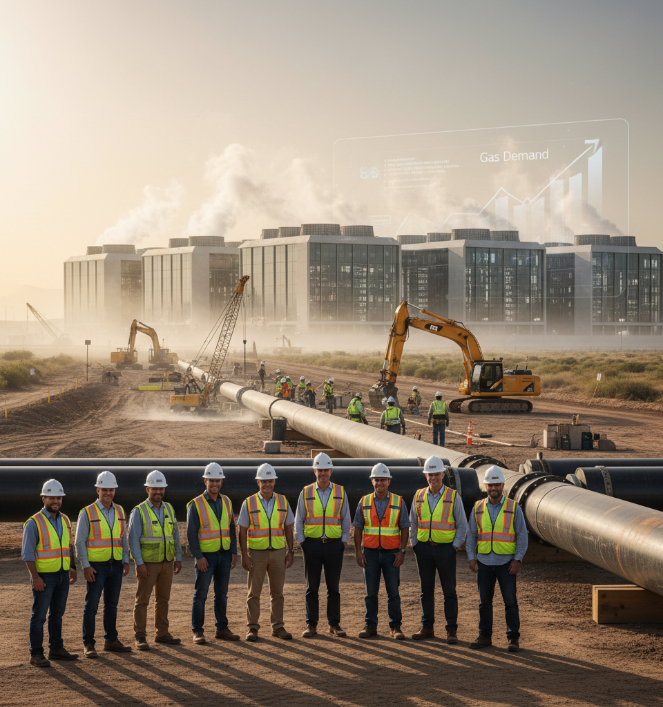 Williams Leads Pipeline Resurgence as Data Centers Drive Soaring Gas Demand — AI-generated illustration