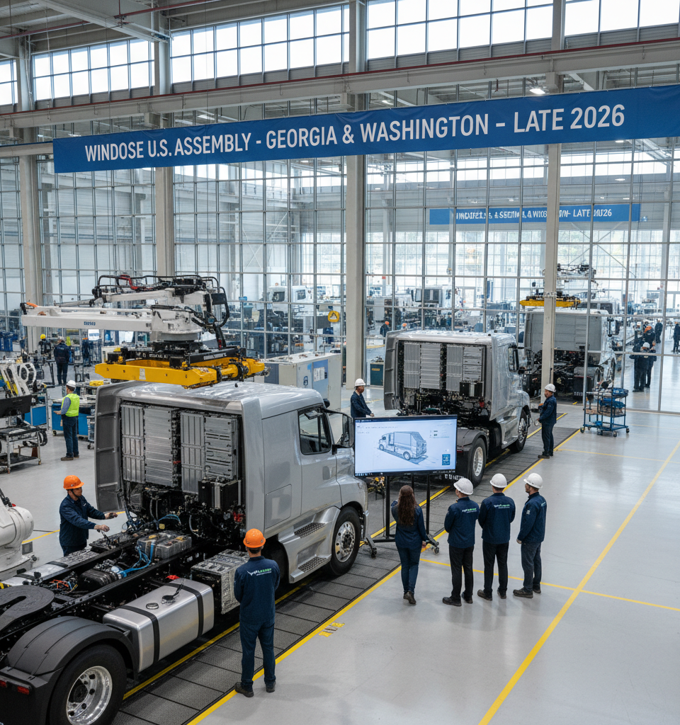 Windrose Targets Late 2026 for U.S. EV Truck Assembly in Georgia, Washington — AI-generated illustration