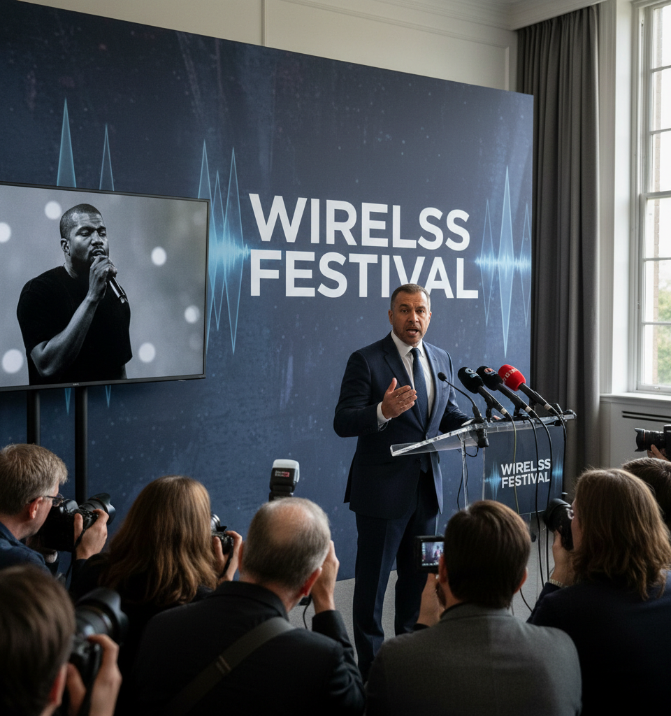 Wireless Festival boss defends Kanye West appearance — AI-generated illustration