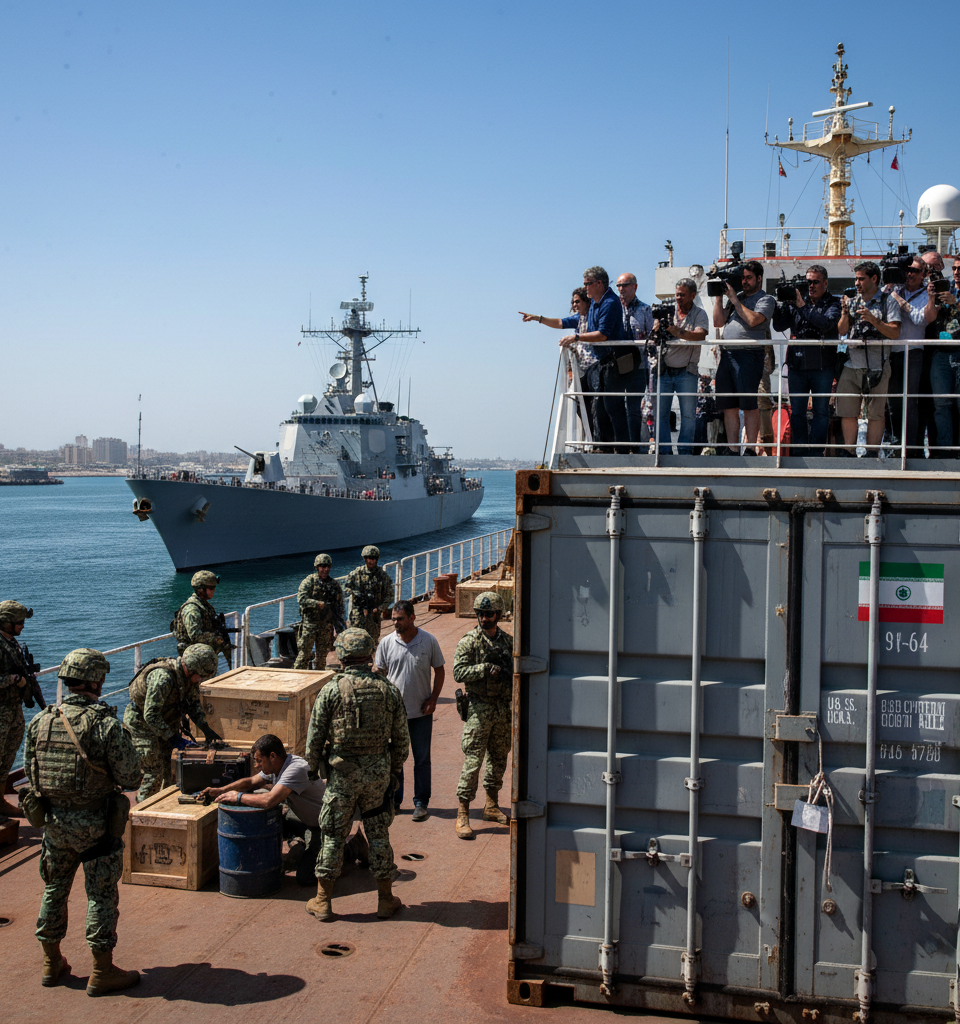 World weighs fate of Mideast ceasefire after US seizes Iranian cargo ship — AI-generated illustration