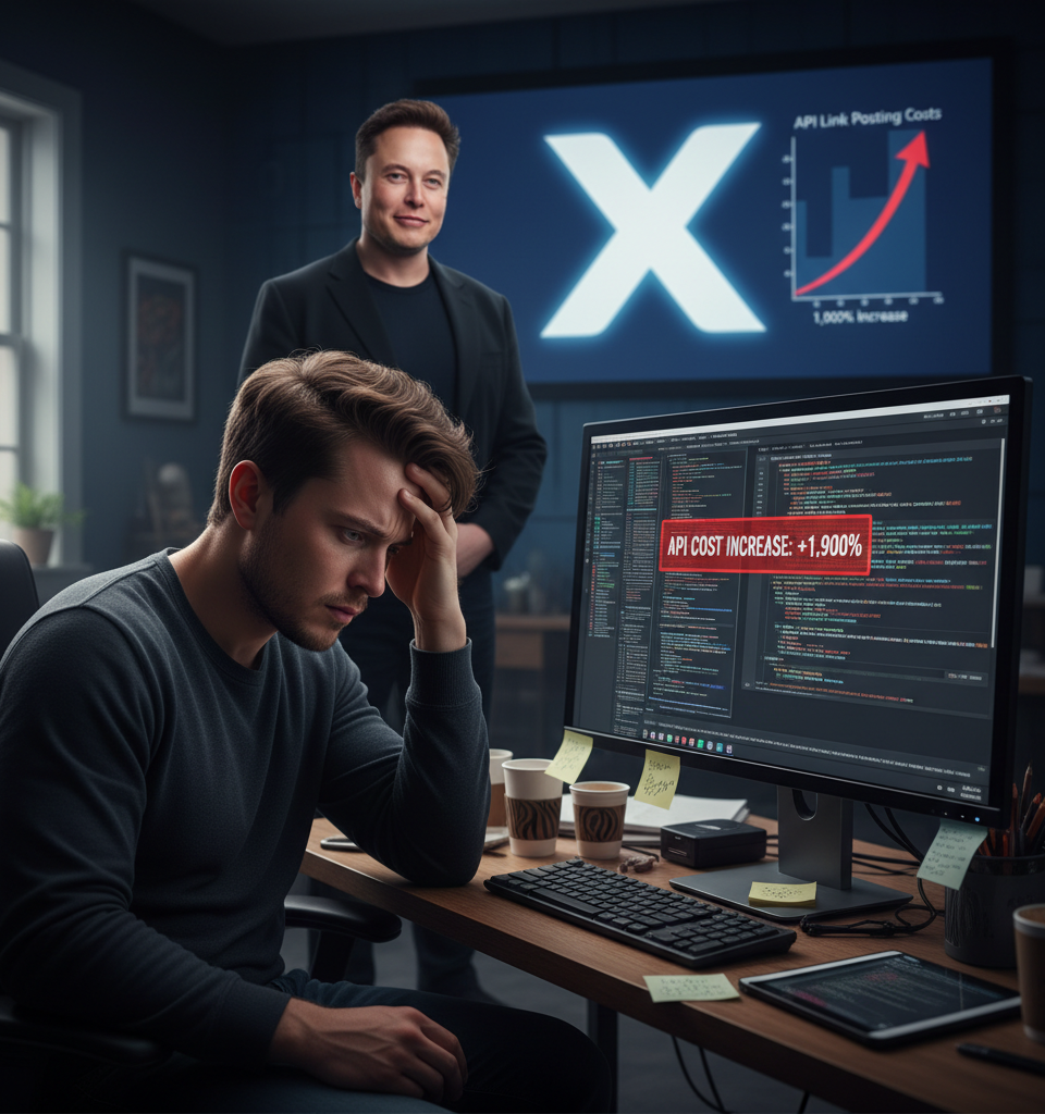 X Dramatically Raises API Costs for Link Posting: A 1,900% Surge Sparks Developer Outcry — AI-generated illustration