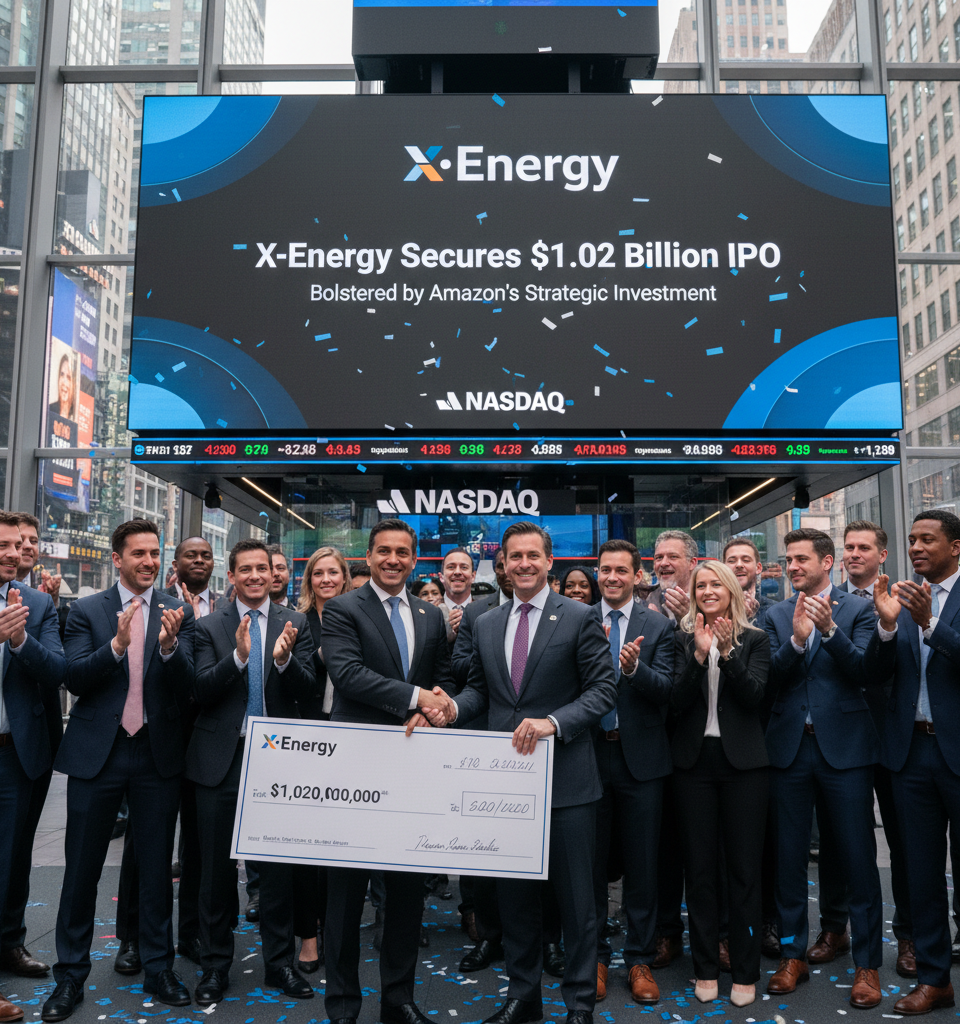X-Energy Secures $1.02 Billion in Landmark IPO, Bolstered by Amazon's Strategic Investment — AI-generated illustration