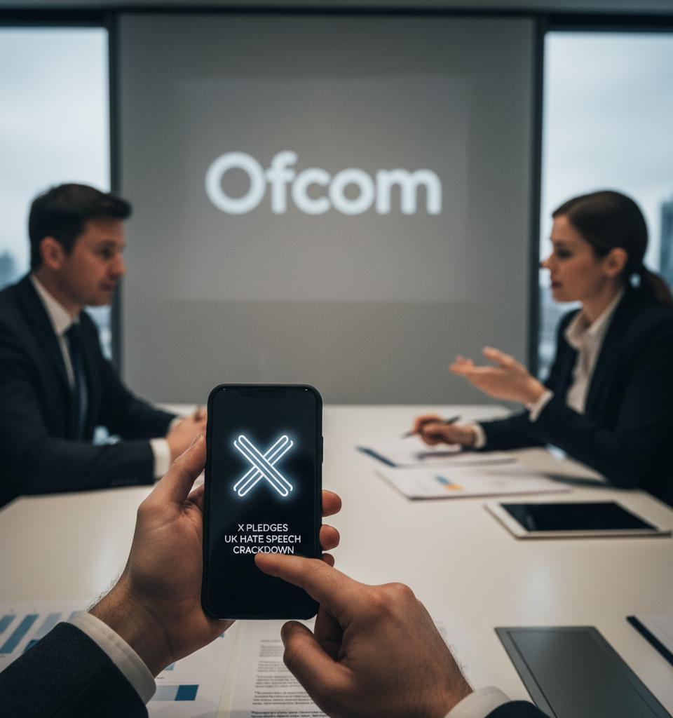 X Pledges UK Hate Speech Crackdown Amidst Ofcom Scrutiny — AI-generated illustration