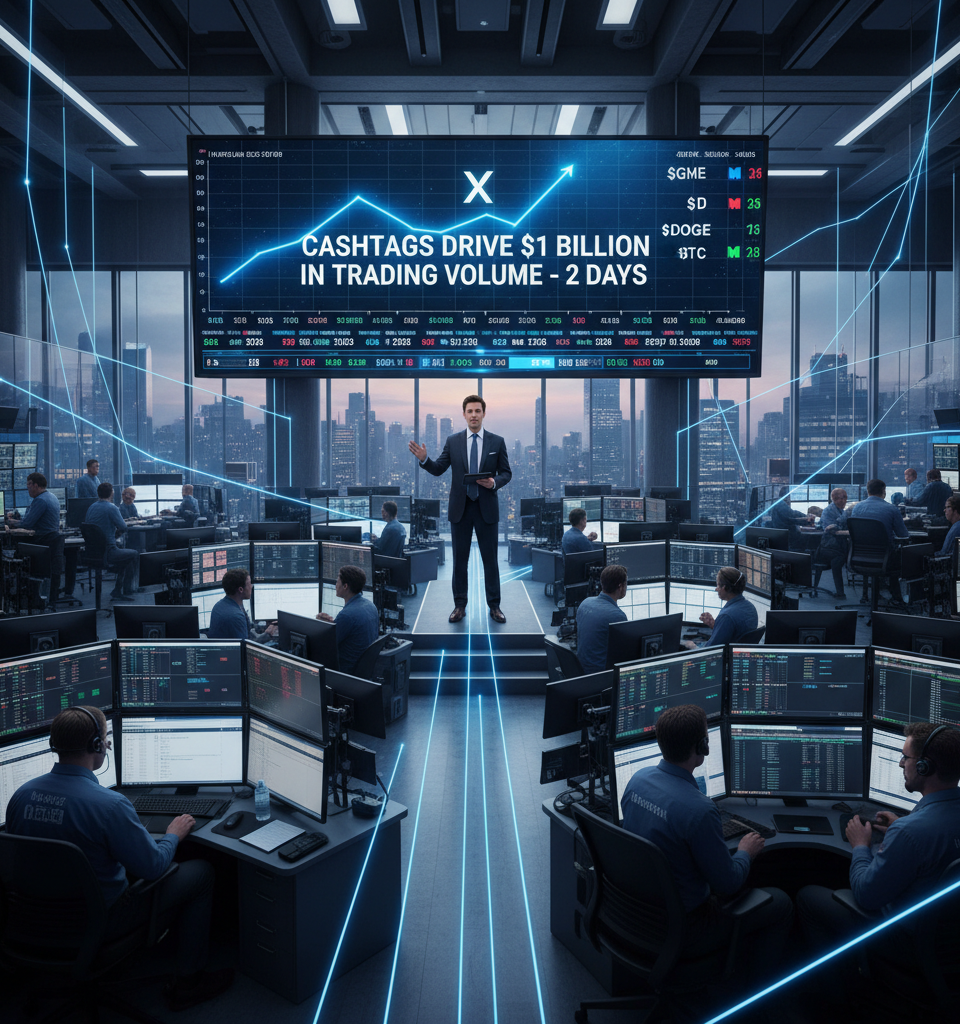 X Says Cashtags Drove $1 Billion in Trading Volume Within Two Days — AI-generated illustration