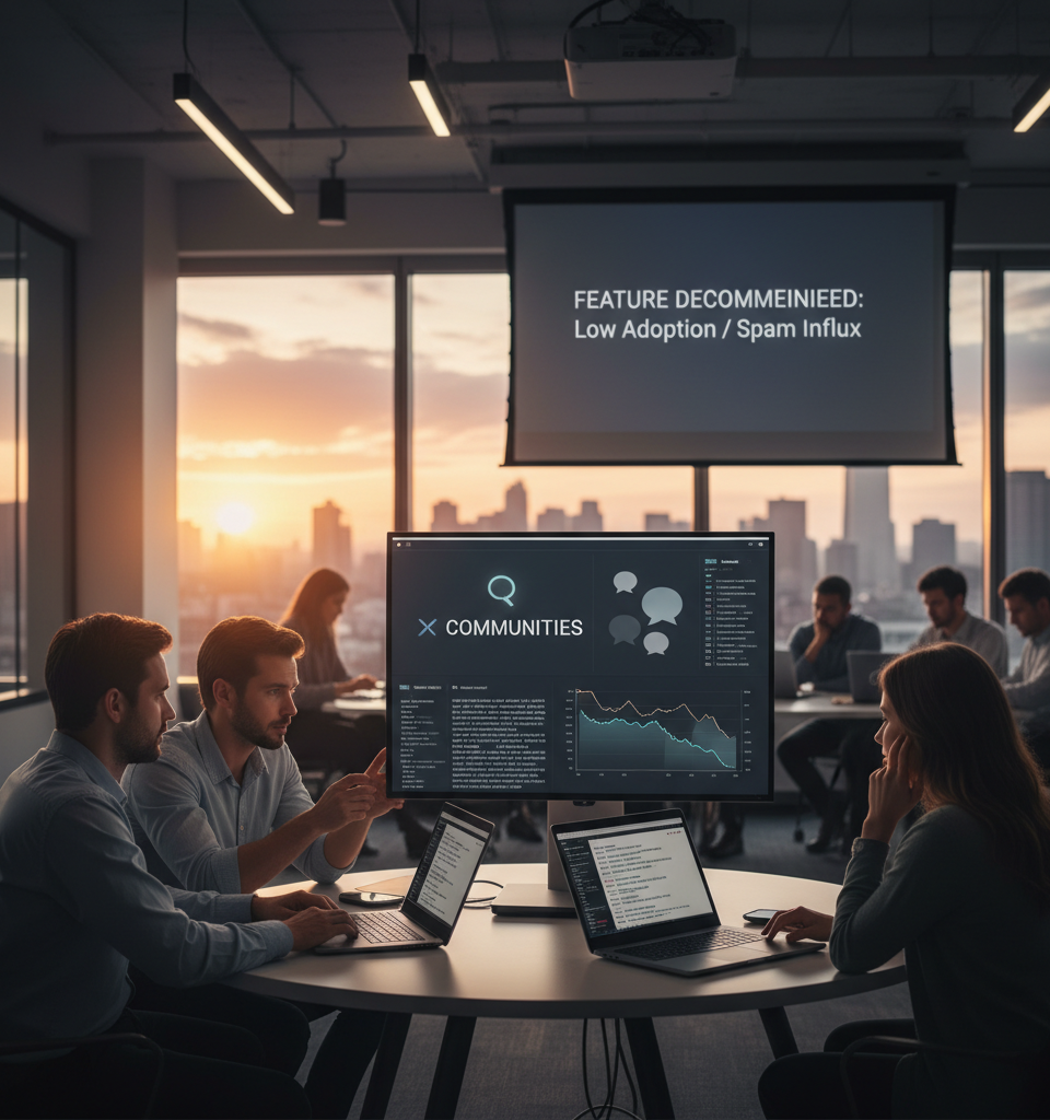 X Sunsets 'Communities' Feature Amidst Low Adoption and Spam Influx — AI-generated illustration