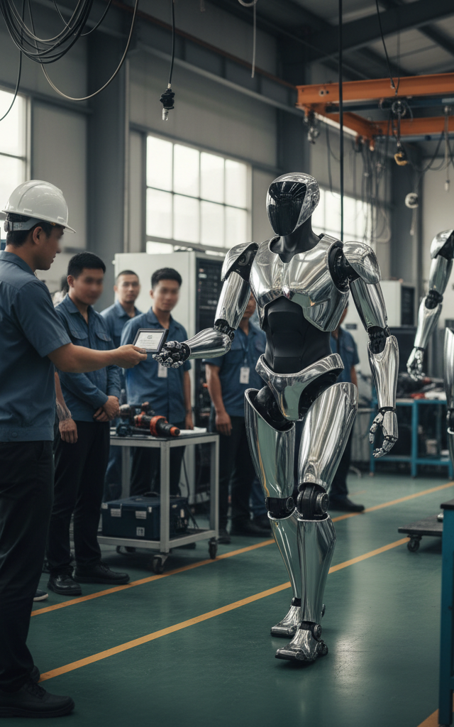XPENG's Iron Humanoid Robot Reportedly Functional Immediately Post-Assembly — AI-generated illustration
