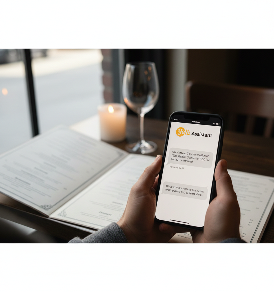 Yelp Assistant Elevates User Experience with AI-Powered Reservation & Discovery Across All Categories — AI-generated illustration