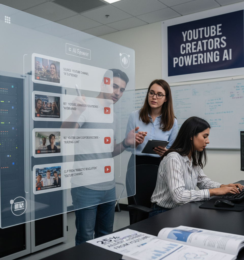 YouTube Creators Now Power 25%+ of AI Chatbot Responses, New Research Reveals — AI-generated illustration