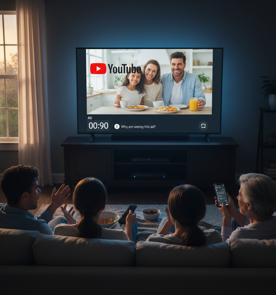 YouTube Under Fire: Unskippable 90-Second Ads Spark User Outcry on TV Platform — AI-generated illustration