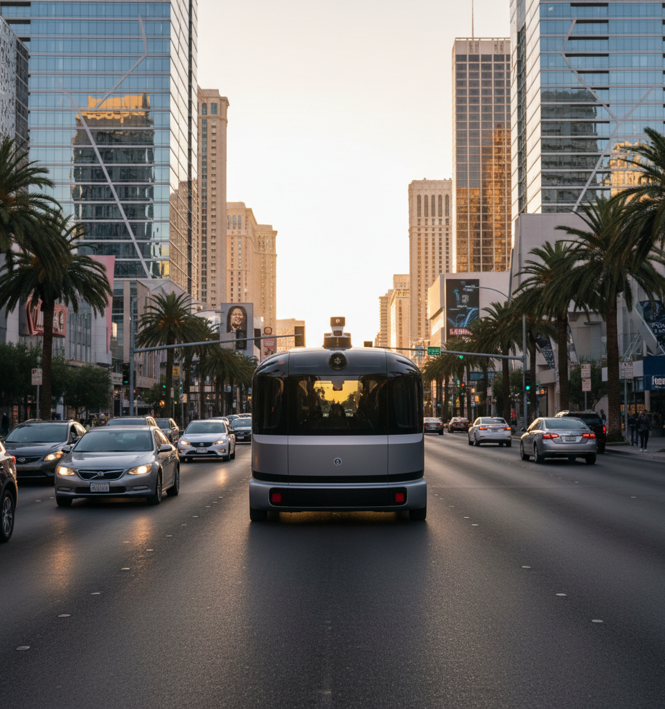 Zoox Set to Launch Commercial Robotaxi Services in Las Vegas — AI-generated illustration